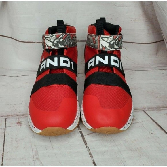 Boys AND1 Strapped Blindside Basketball Shoes Sneakers Size 5 Red - Picture 2 of 12